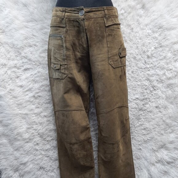 Danier Pants - Danier Womens Brown Suede Leather Multi Pockets Bush Pants Size 6